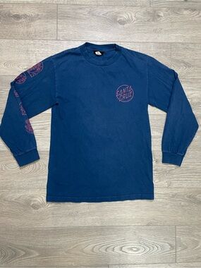 Santa Cruz Skateboards Men's Long Sleeve Logo T-Shirt - Navy